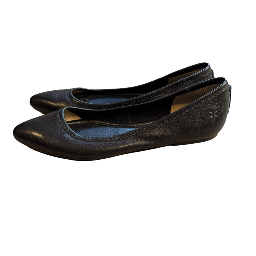 Frye Black Leather Pointed Toe Flats